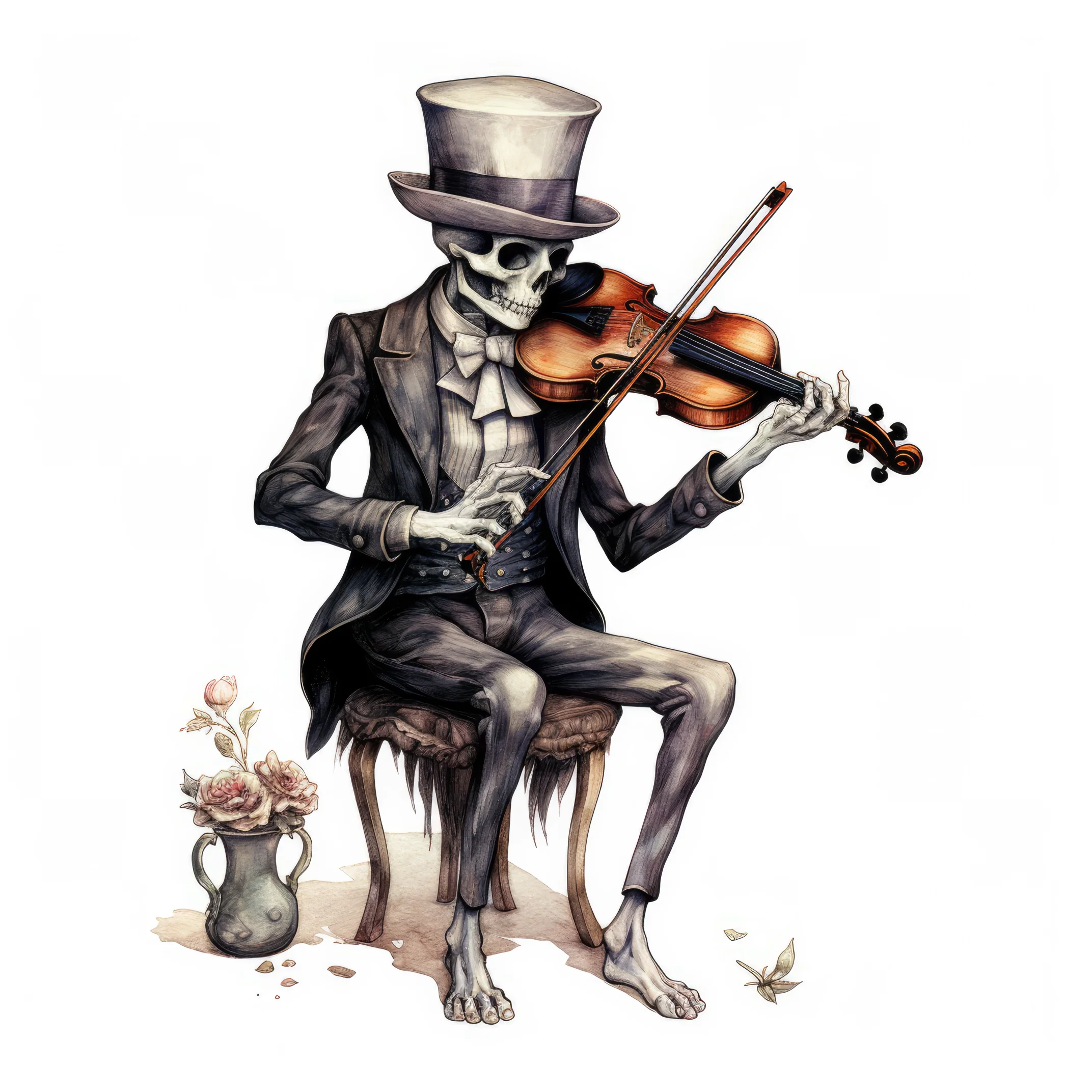 A skeleton playing a violin 1 (paitakuva) (3204)