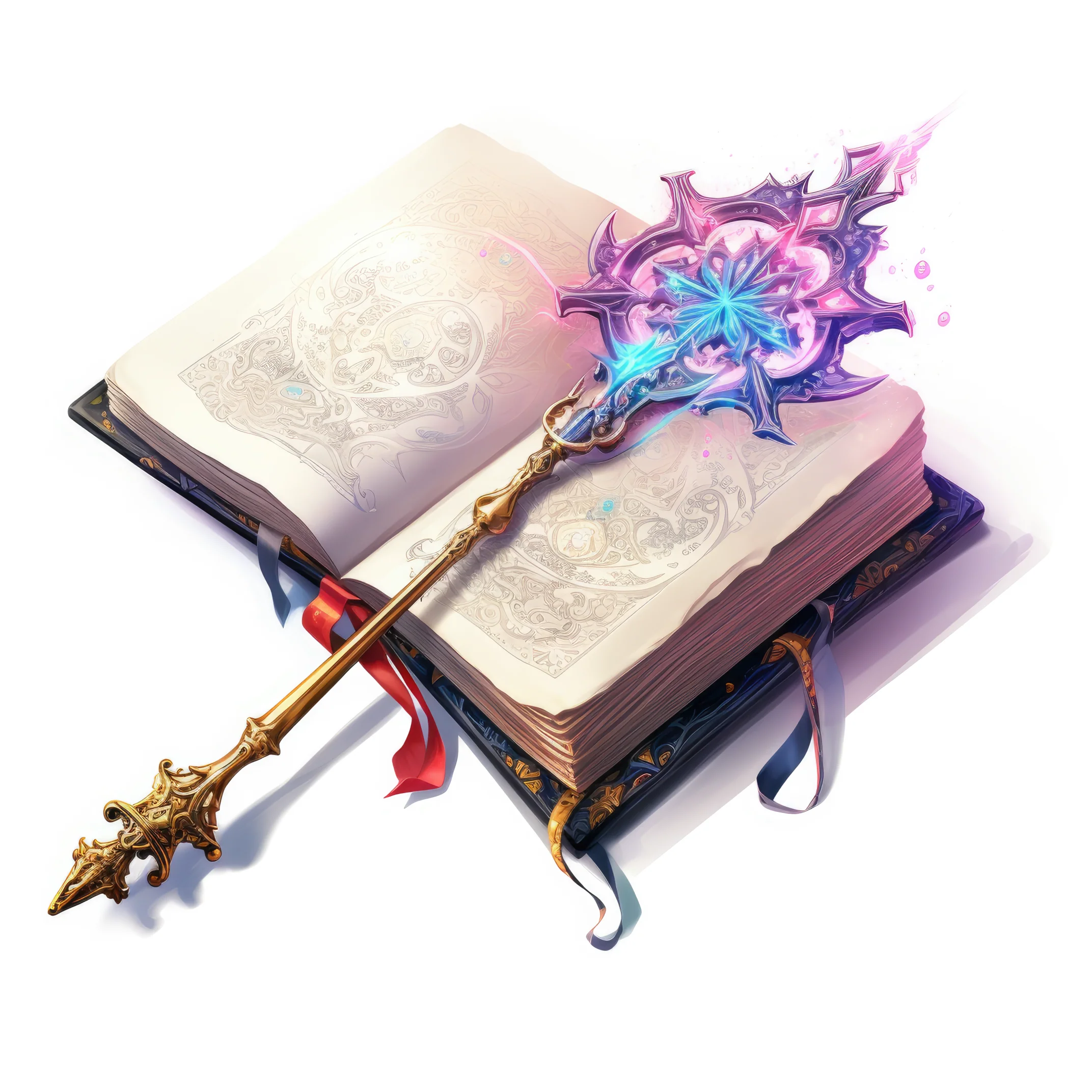 A spellbook with a magic wand (paitakuva)