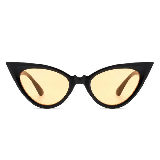 AURINKOLASIT - Women Retro High Pointed Fashion Vintage Cat Eye Sunglasses black/yellow - Image 2