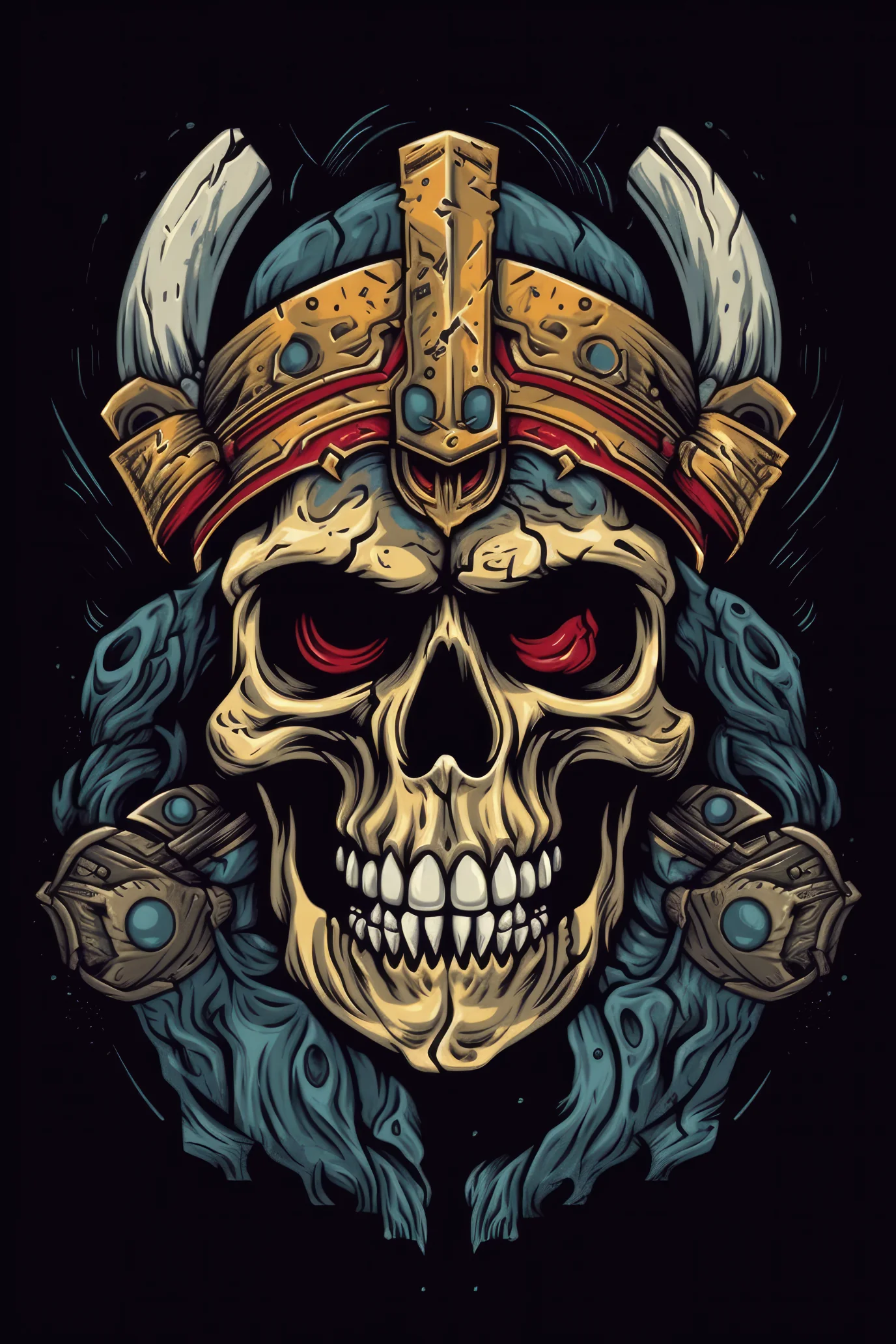 Cartoon Gladiator skull Tshirt design 2 (Paitakuva)