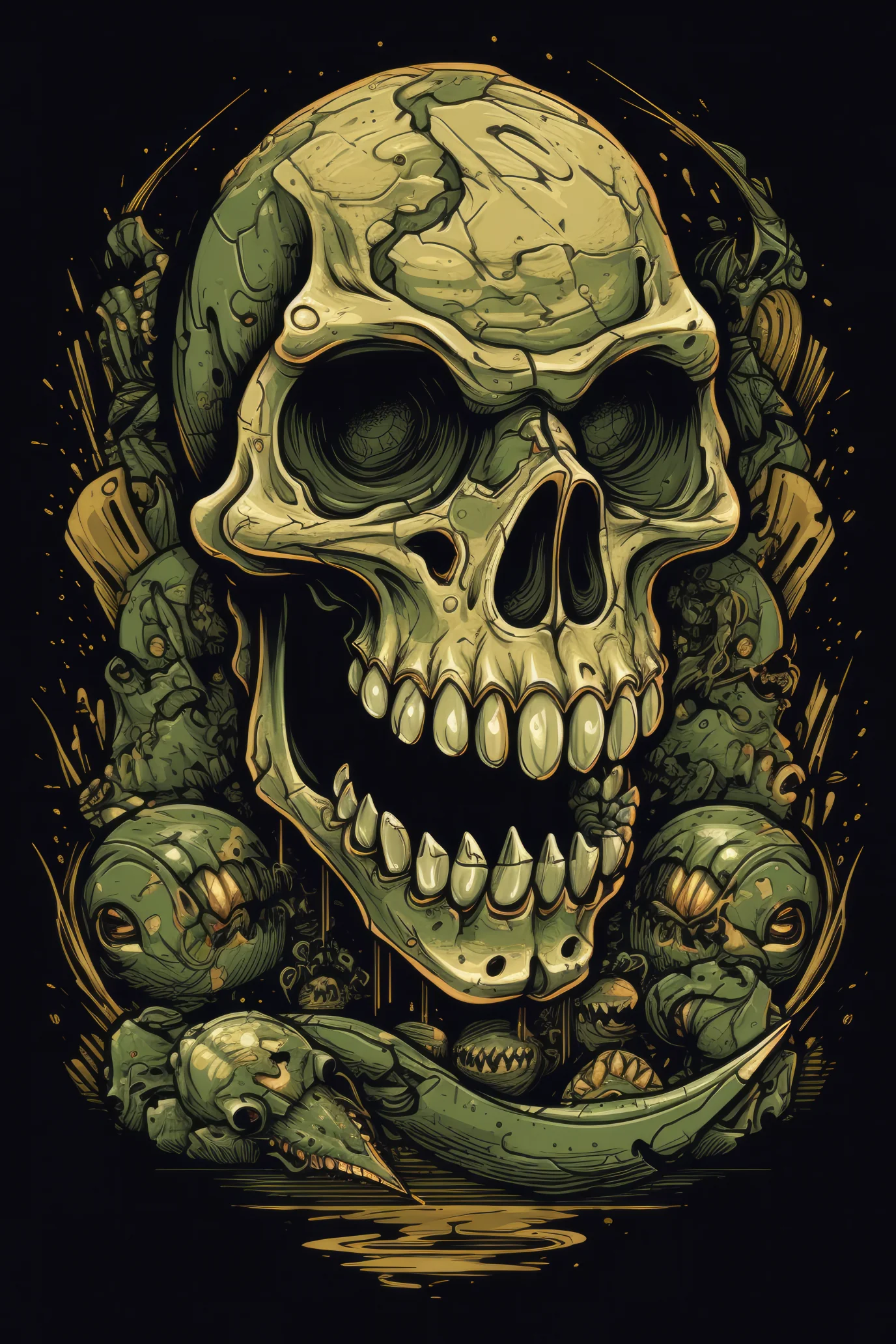 Cartoon Reptile skull Tshirt design 2 (Paitakuva)