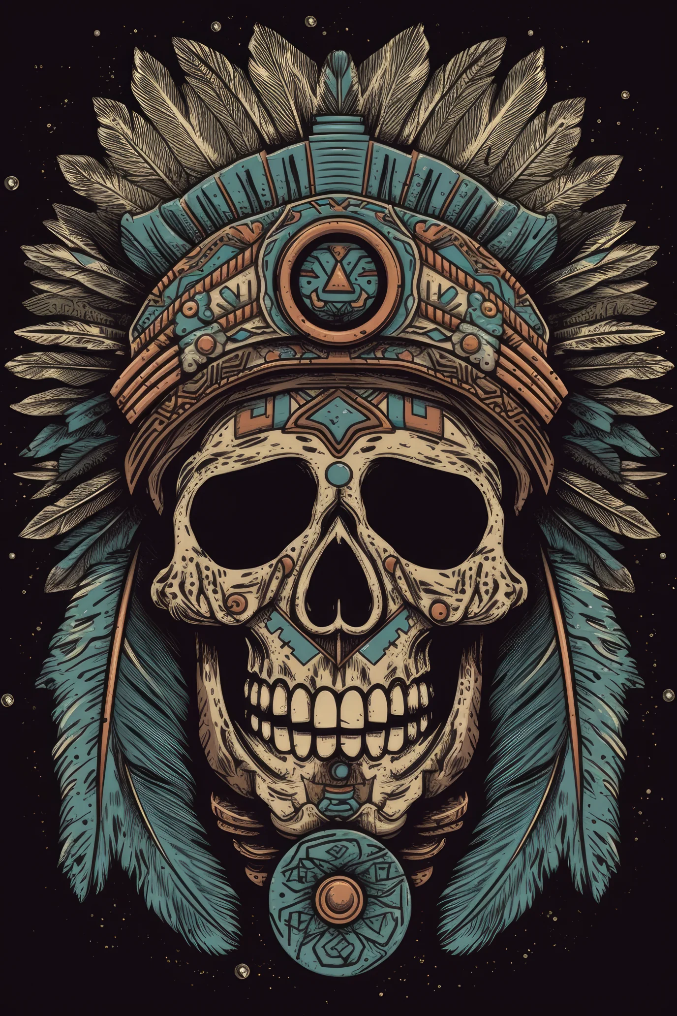 Cartoon Tribal markings skull Tshirt design 2 (Paitakuva)