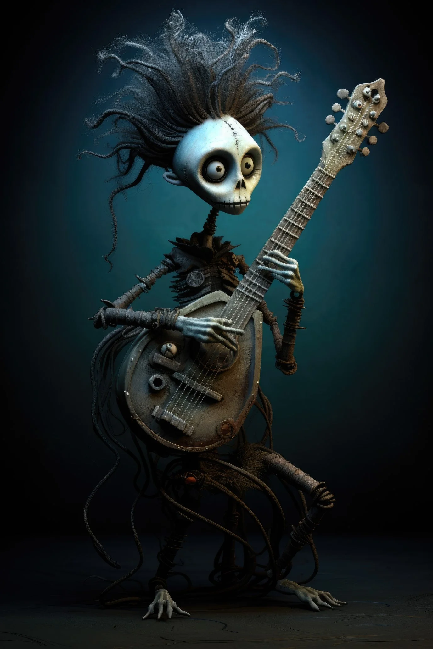 Character with nyckelharpa (paitakuva)