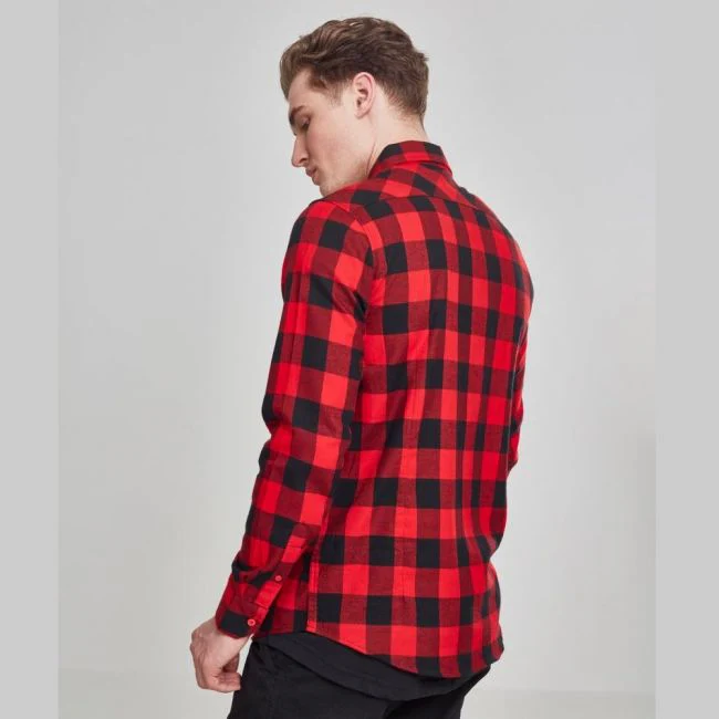KAULUSPAITA - Checked Flanell Shirt RED - URBAN CLASSICS - Image 3
