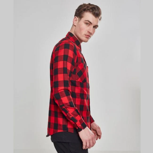 KAULUSPAITA - Checked Flanell Shirt RED - URBAN CLASSICS - Image 4