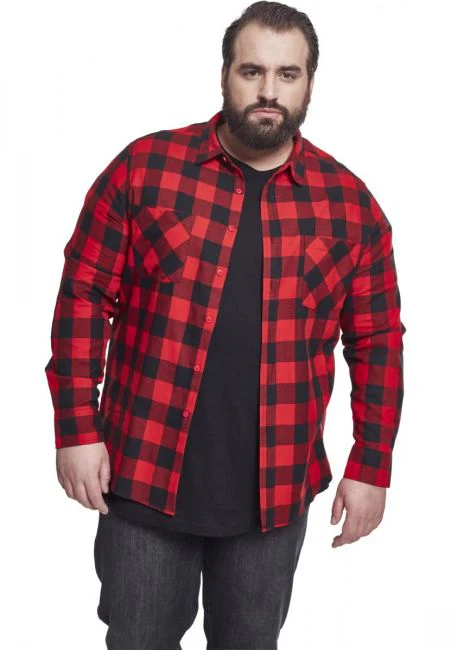 KAULUSPAITA - Checked Flanell Shirt RED - URBAN CLASSICS - Image 9