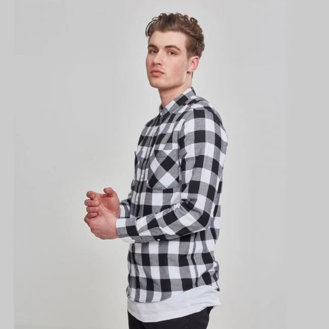 KAULUSPAITA - Checked Flanell Shirt WHITE - URBAN CLASSICS - Image 3