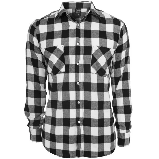 KAULUSPAITA - Checked Flanell Shirt WHITE - URBAN CLASSICS - Image 5