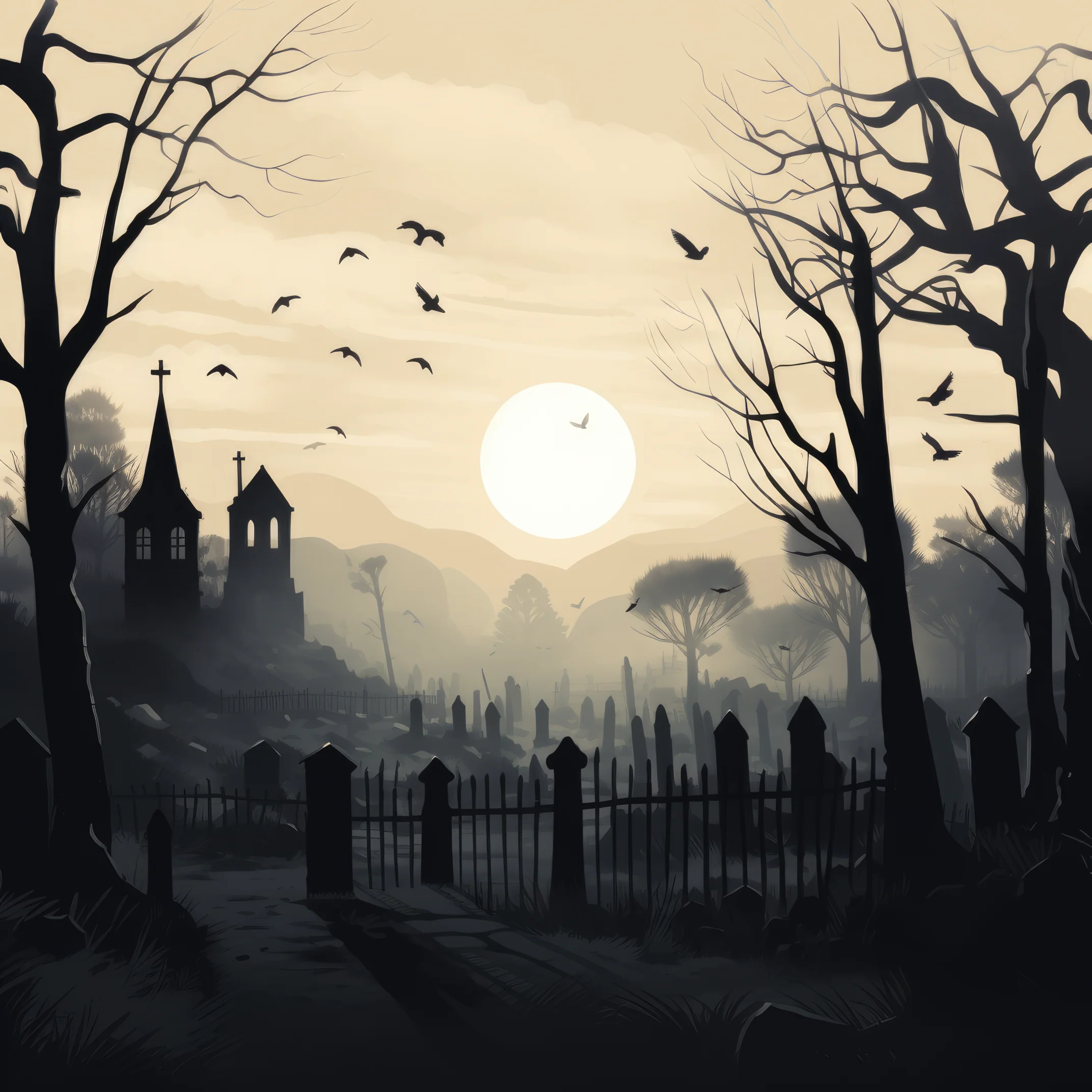 Graveyard scene at dusk 3 (paitakuva)