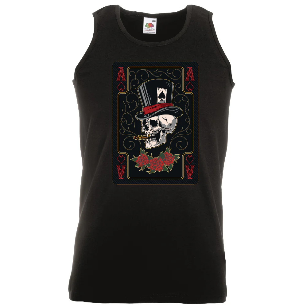 HIHATON PAITA MUSTA PELI - Ace of spades skull card (2888)