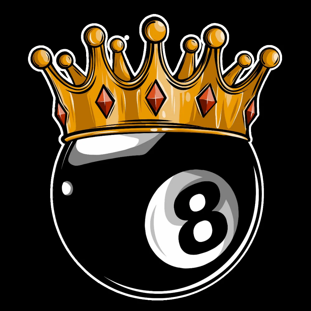 T-PAITA MUSTA PELI - Eight ball with crown (2894) - Image 2