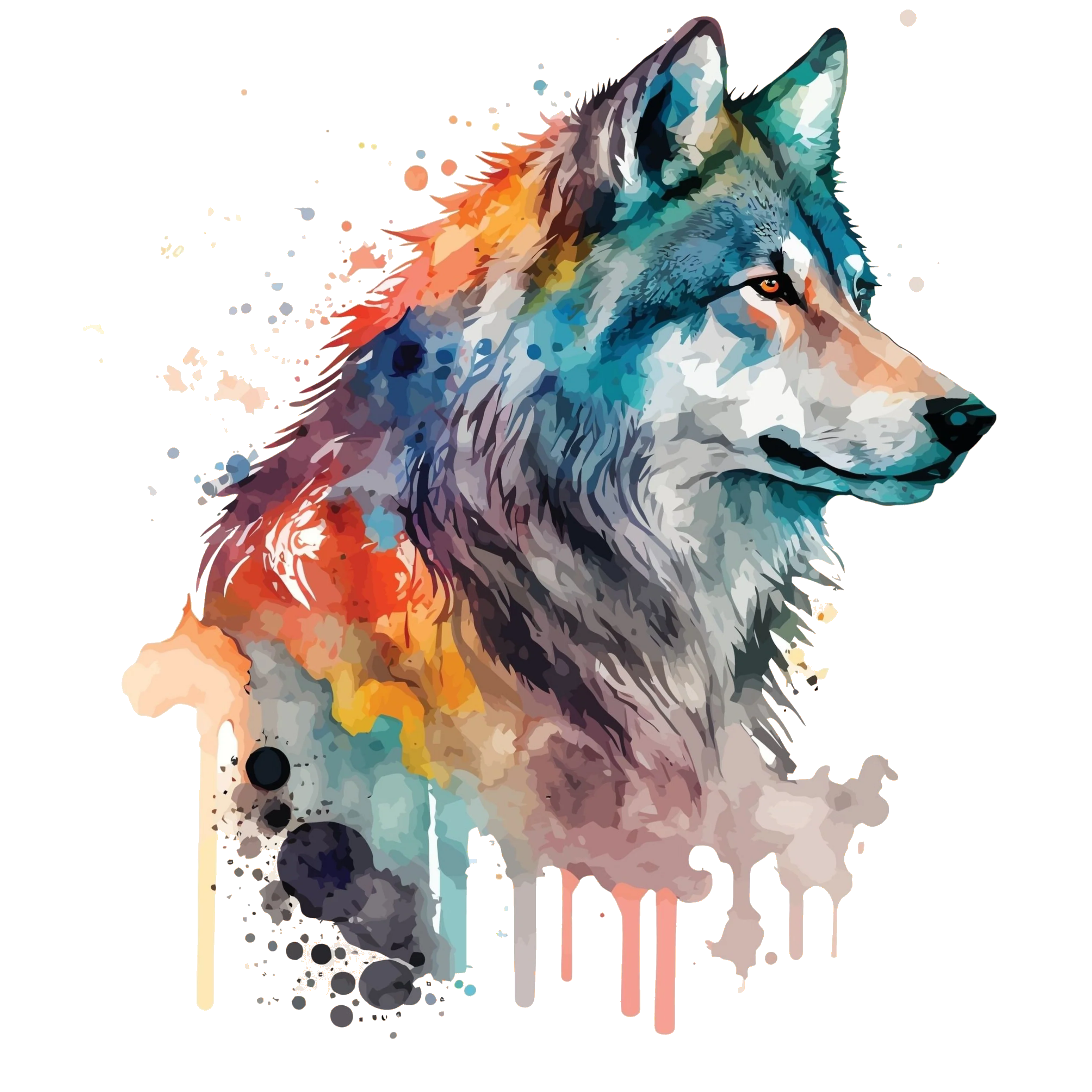 HUPPARI MUSTA - WATERCOLOR WOLF (00 2708) - Image 3