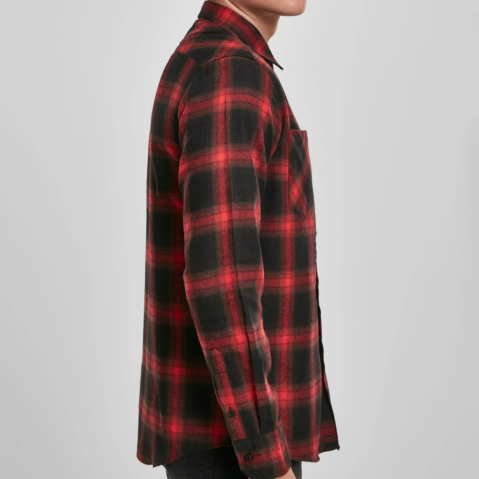 KAULUSPAITA - Checked Flanell Shirt BLACK/RED - URBAN CLASSICS - Image 3