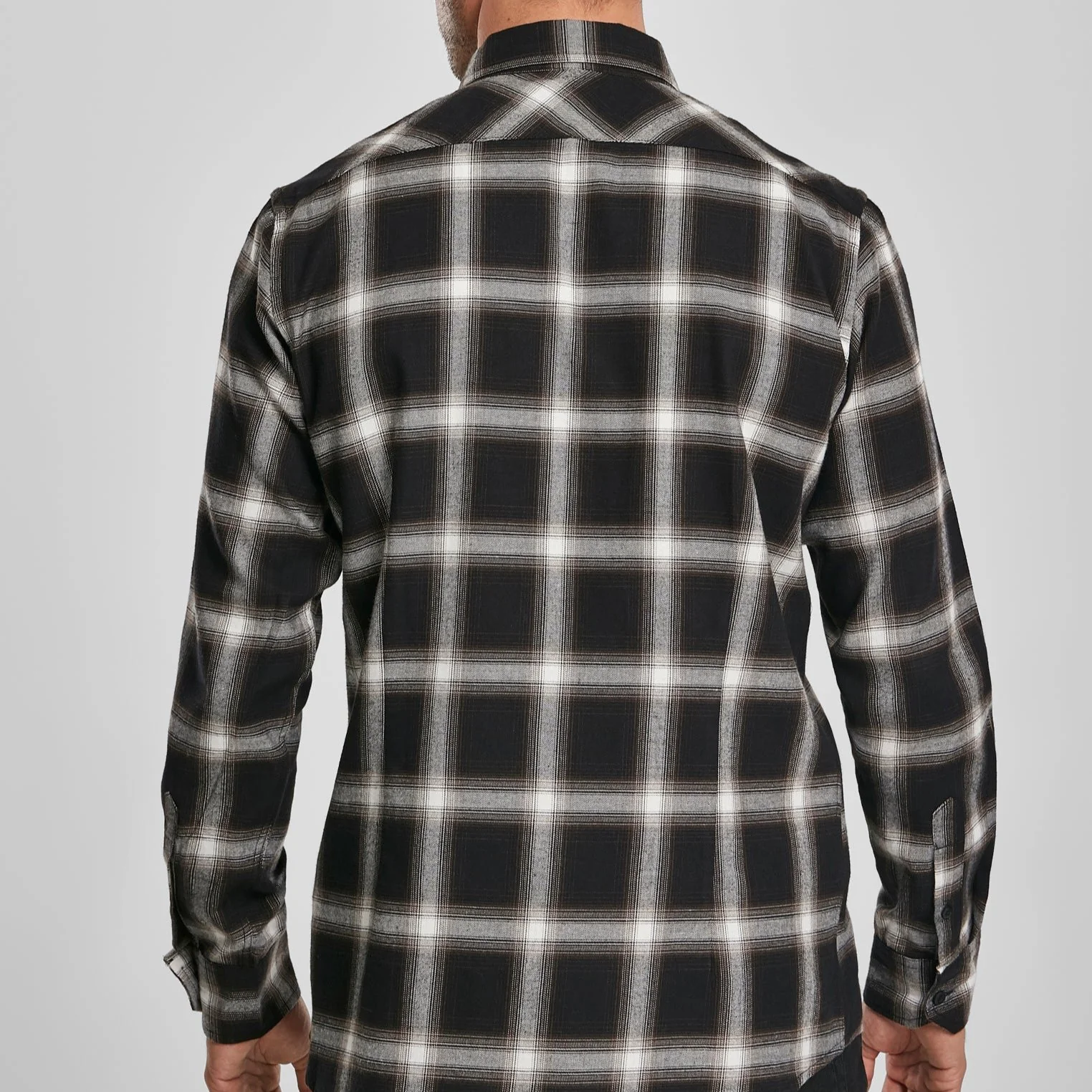 KAULUSPAITA - Checked Flanell Shirt BLACK/WHITE - URBAN CLASSICS - Image 4