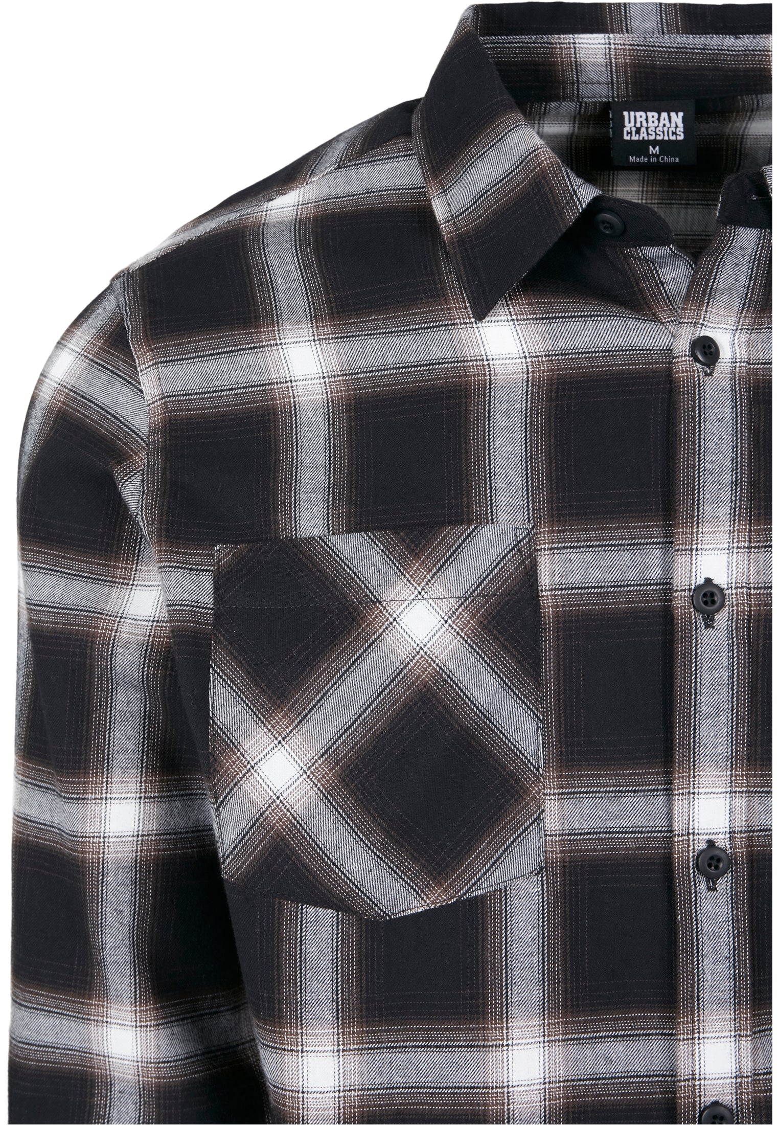 KAULUSPAITA - Checked Flanell Shirt BLACK/WHITE - URBAN CLASSICS - Image 7