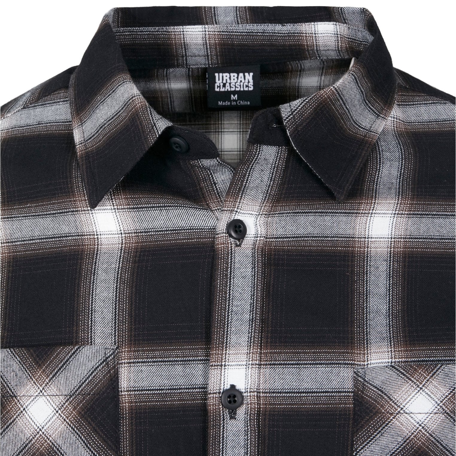 KAULUSPAITA - Checked Flanell Shirt BLACK/WHITE - URBAN CLASSICS - Image 8