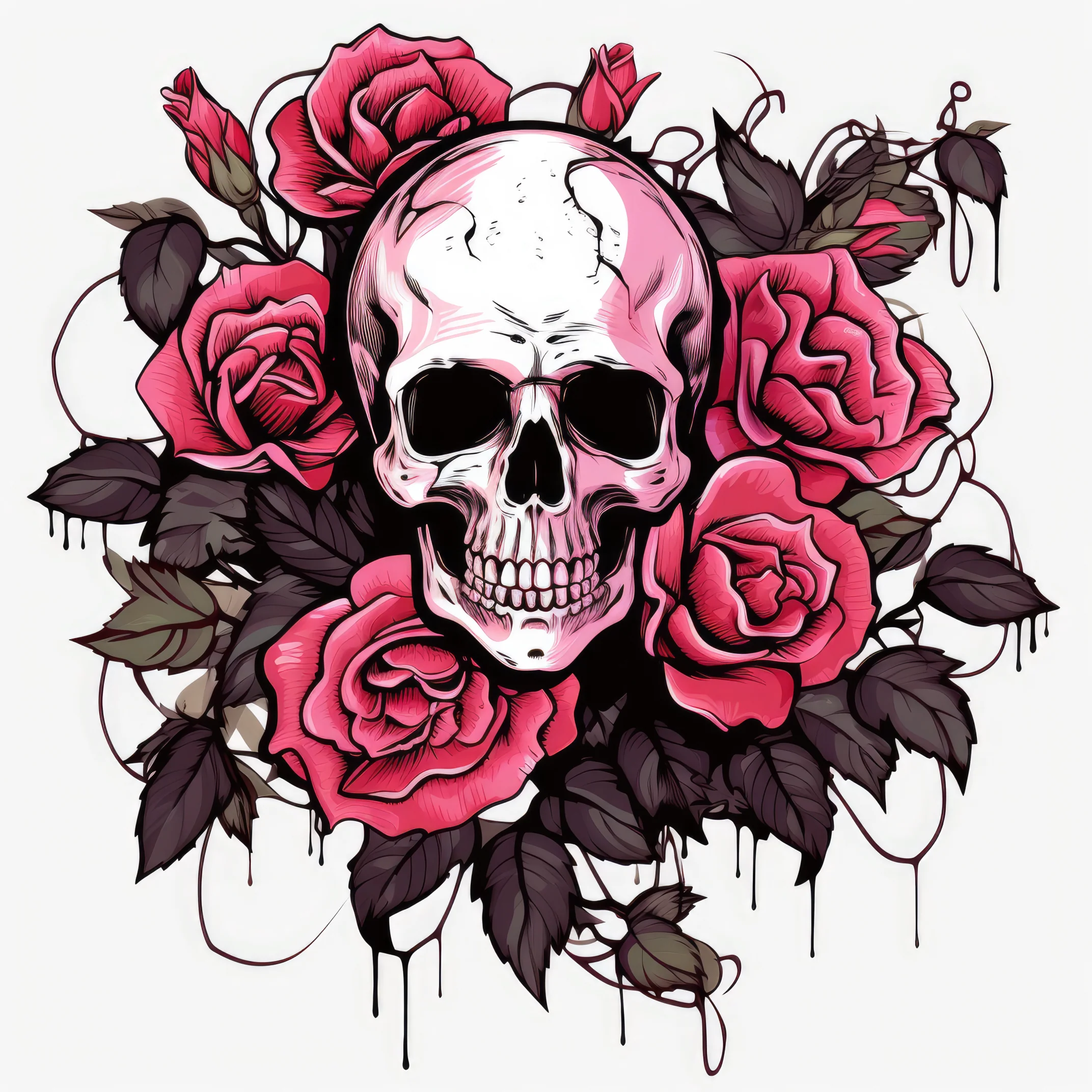 Make gothic rose with skull clipart halloween hand (paitakuva)