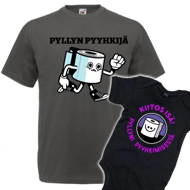 MIESTEN Light Graphite T-PAITA + VAUVAN BODY PYYHKIJÄ (00 54)