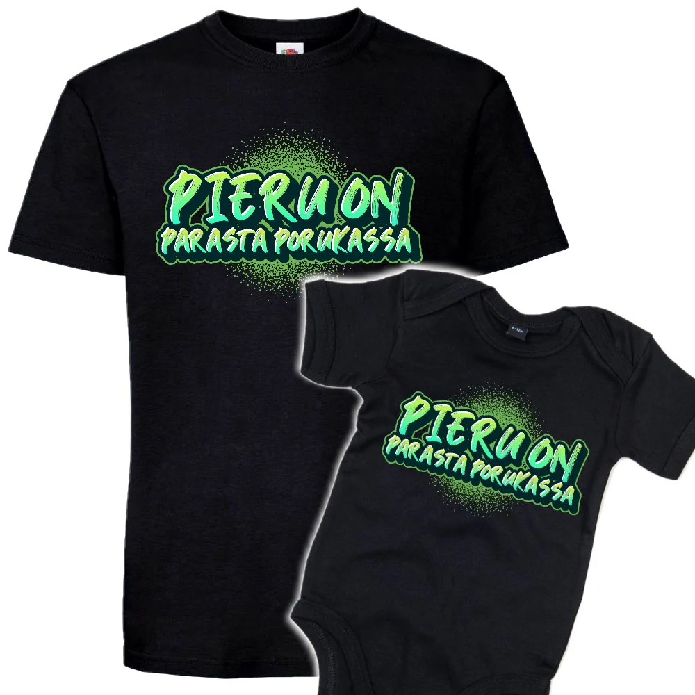 MIESTEN mu T-PAITA + VAUVAN BODY PIERU ON PARASTA PORUKASSA (00 632)