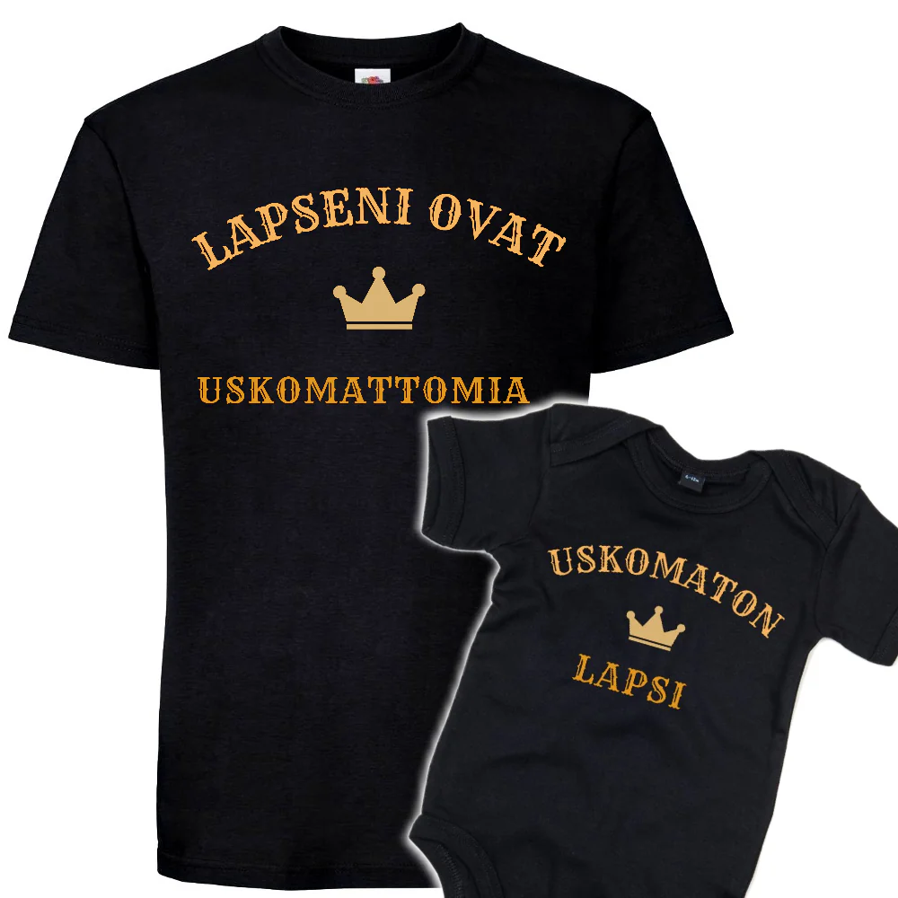 MIESTEN mu T-PAITA + VAUVAN BODY USKOMATON (00 165)