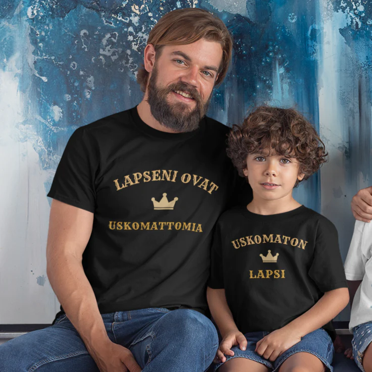 MIESTEN T-PAITA + LASTEN T-PAITA USKOMATON (00 165)