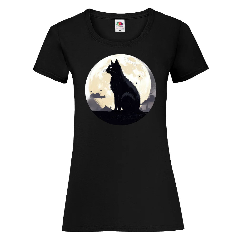 NAISTEN PAITA - Black cat under a full moon 3 (2914)