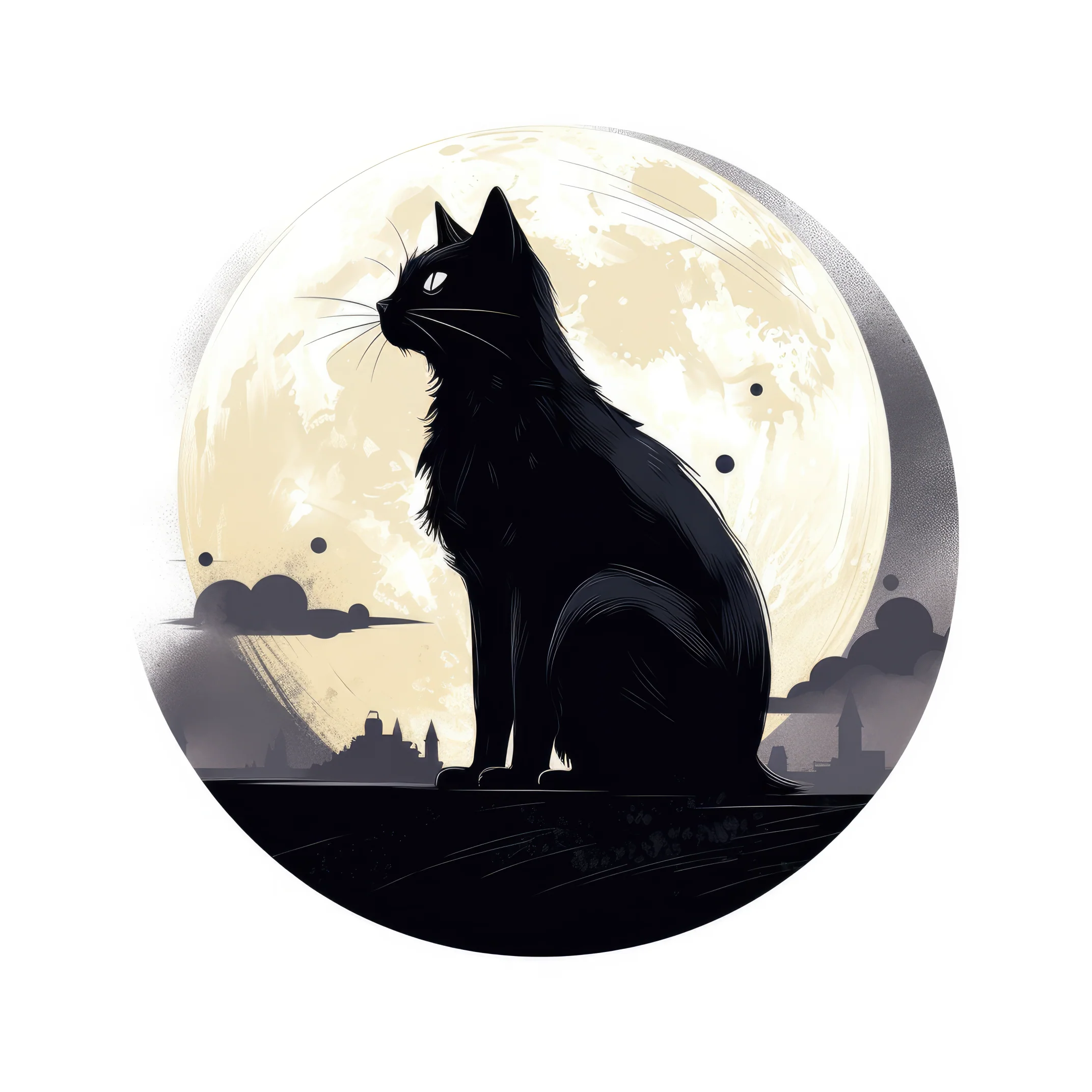 NAISTEN PAITA - Black cat under a full moon 3 (2914) - Image 2