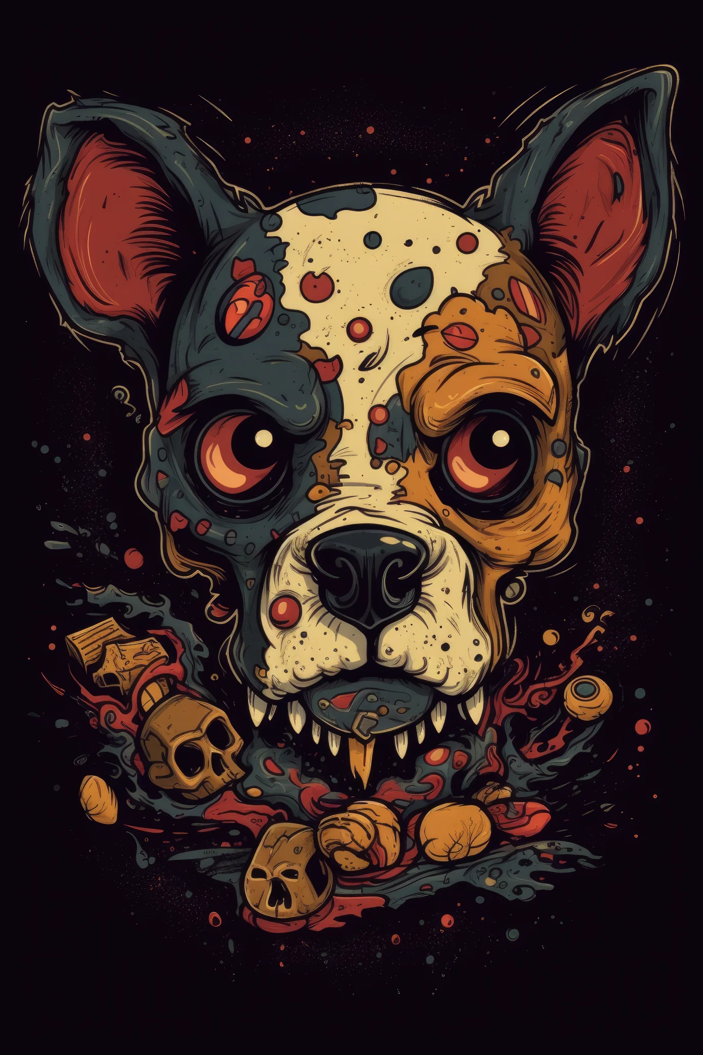 NAISTEN PAITA - Cartoon Canine skull - Image 2