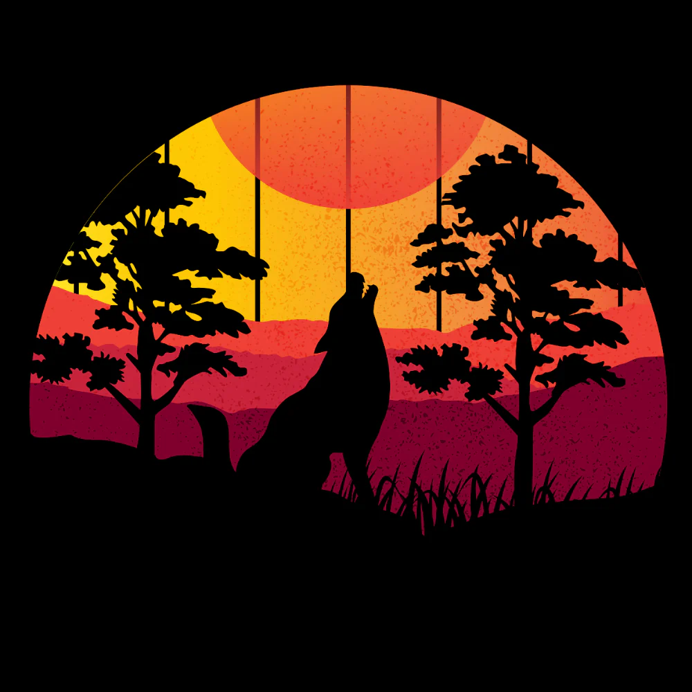 NAISTEN PITKÄHIHAINEN PAITA musta - SUNSET WOLF (00 2710) - Image 2