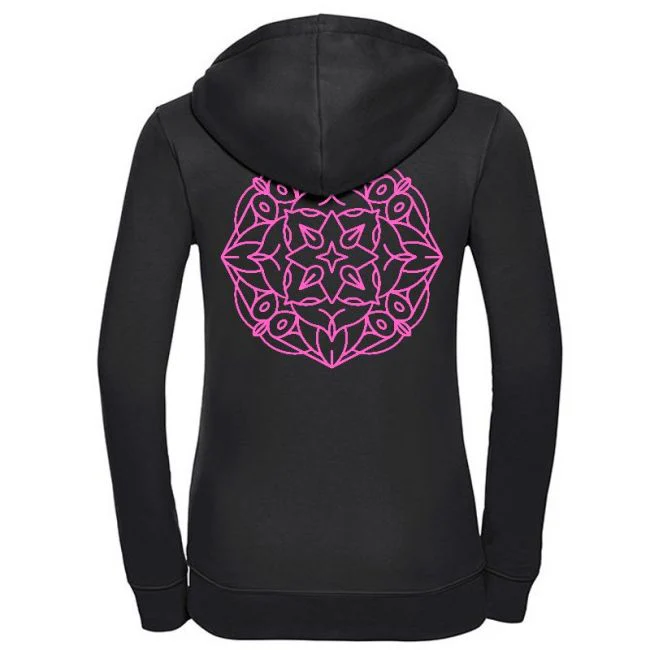 NAISTEN VETOKETJUHUPPARI MUSTA - PINK MANDALA - Image 2