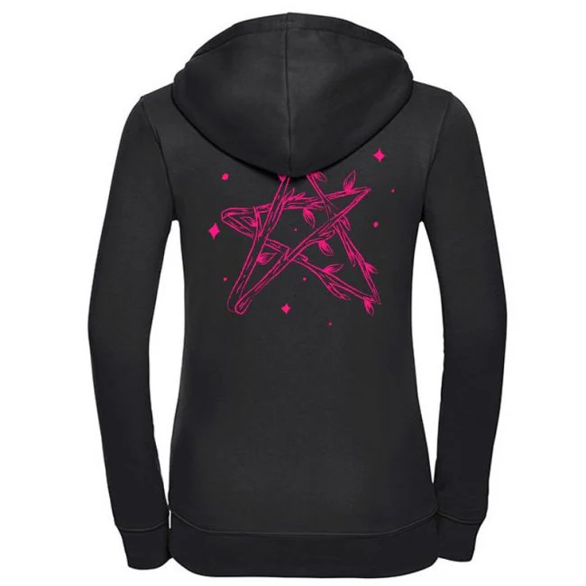 NAISTEN VETOKETJUHUPPARI MUSTA - PINK STAR (00 2078) - Image 2