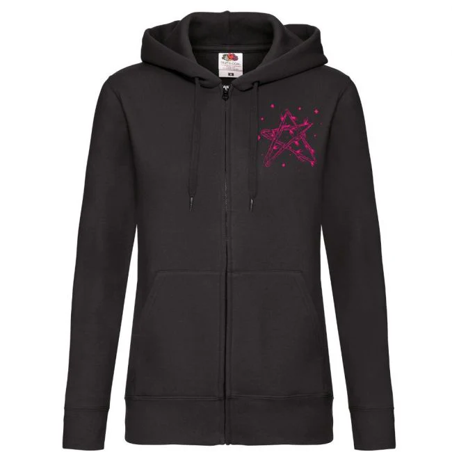 NAISTEN VETOKETJUHUPPARI MUSTA - PINK STAR (00 2078) - Image 3
