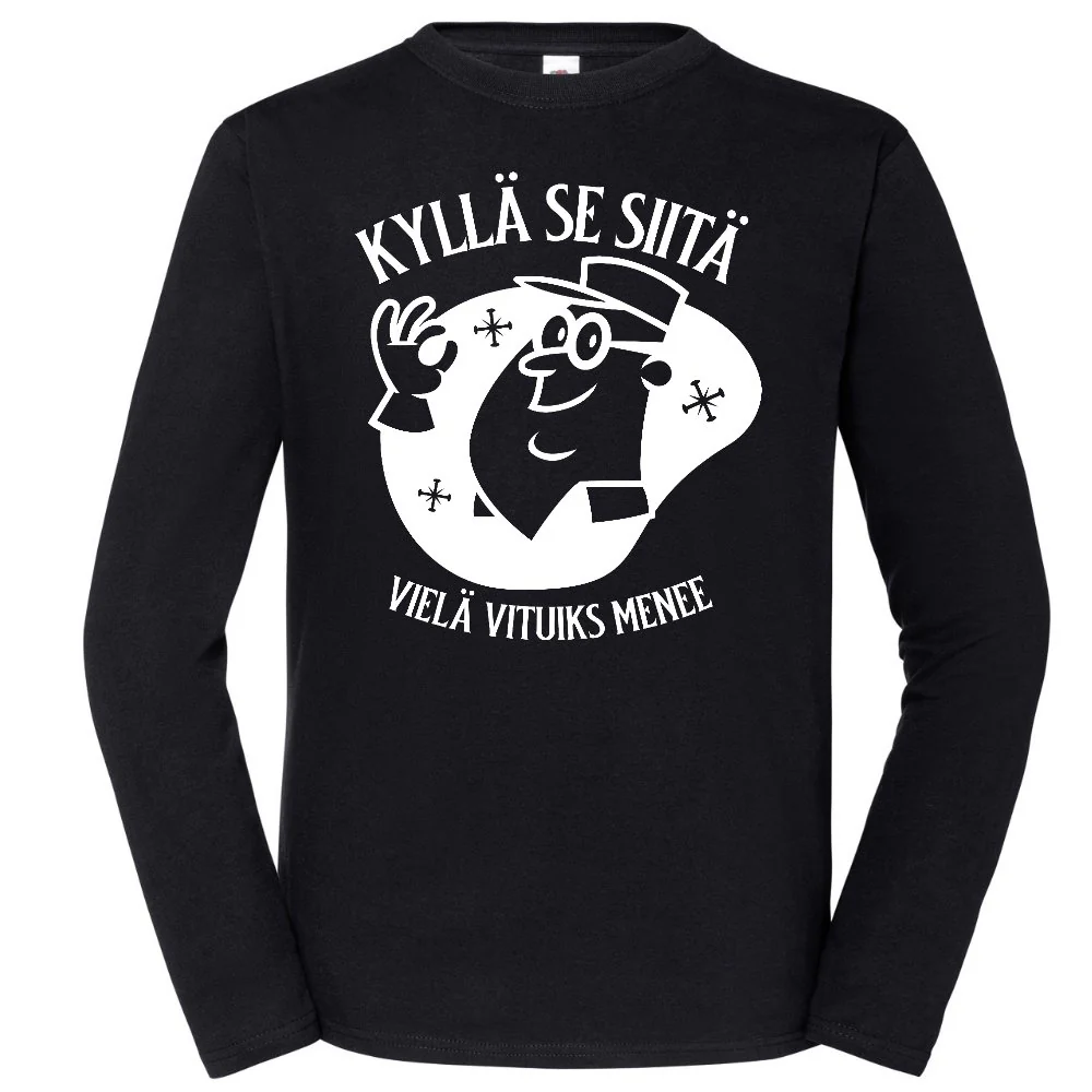 PITKÄHIHAINEN T-PAITA MUSTA - KYLLÄ SE SIITÄ (00 2491)