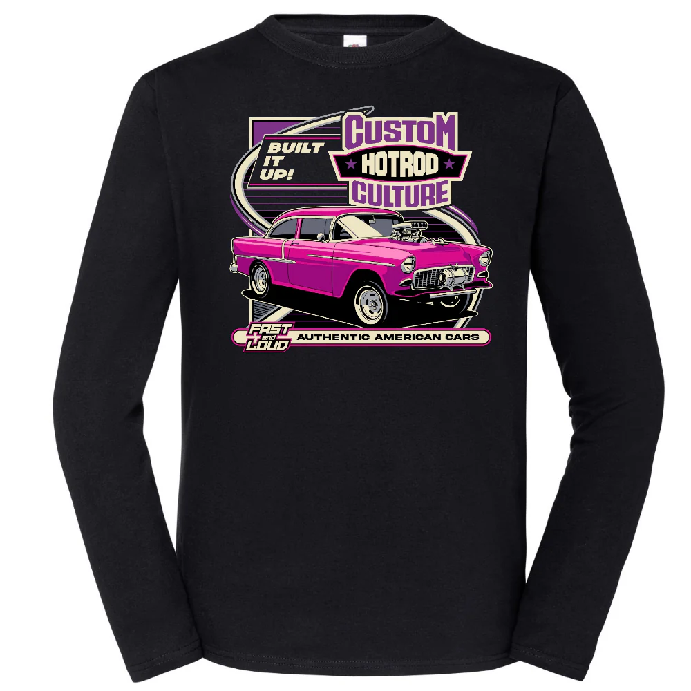PITKÄHIHAINEN T-PAITA MUSTA - CUSTOM HOT ROD CULTURE (00 218)