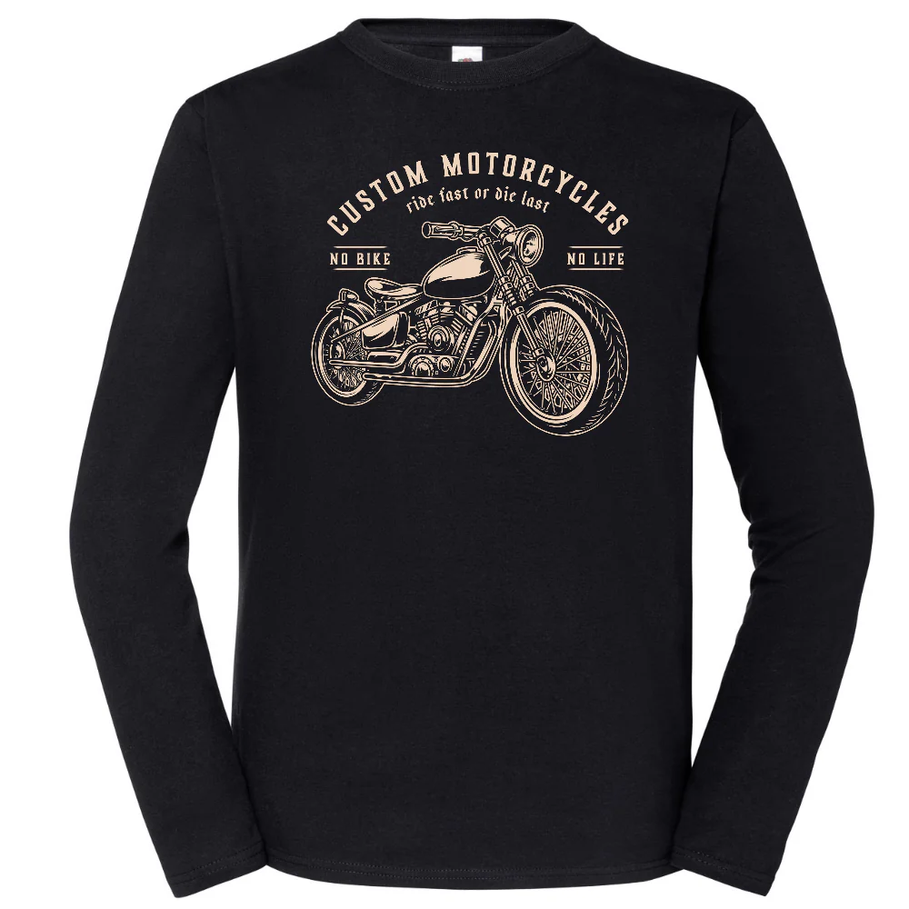 PITKÄHIHAINEN T-PAITA MUSTA - CUSTOM MOTORCYCLES (2974)