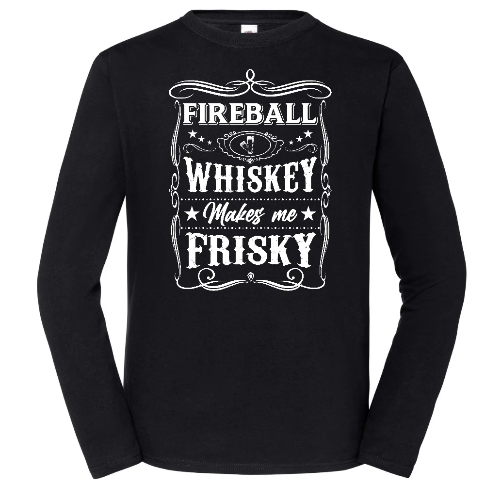 PITKÄHIHAINEN T-PAITA MUSTA - FIREBALL WHISKEY (00 253)