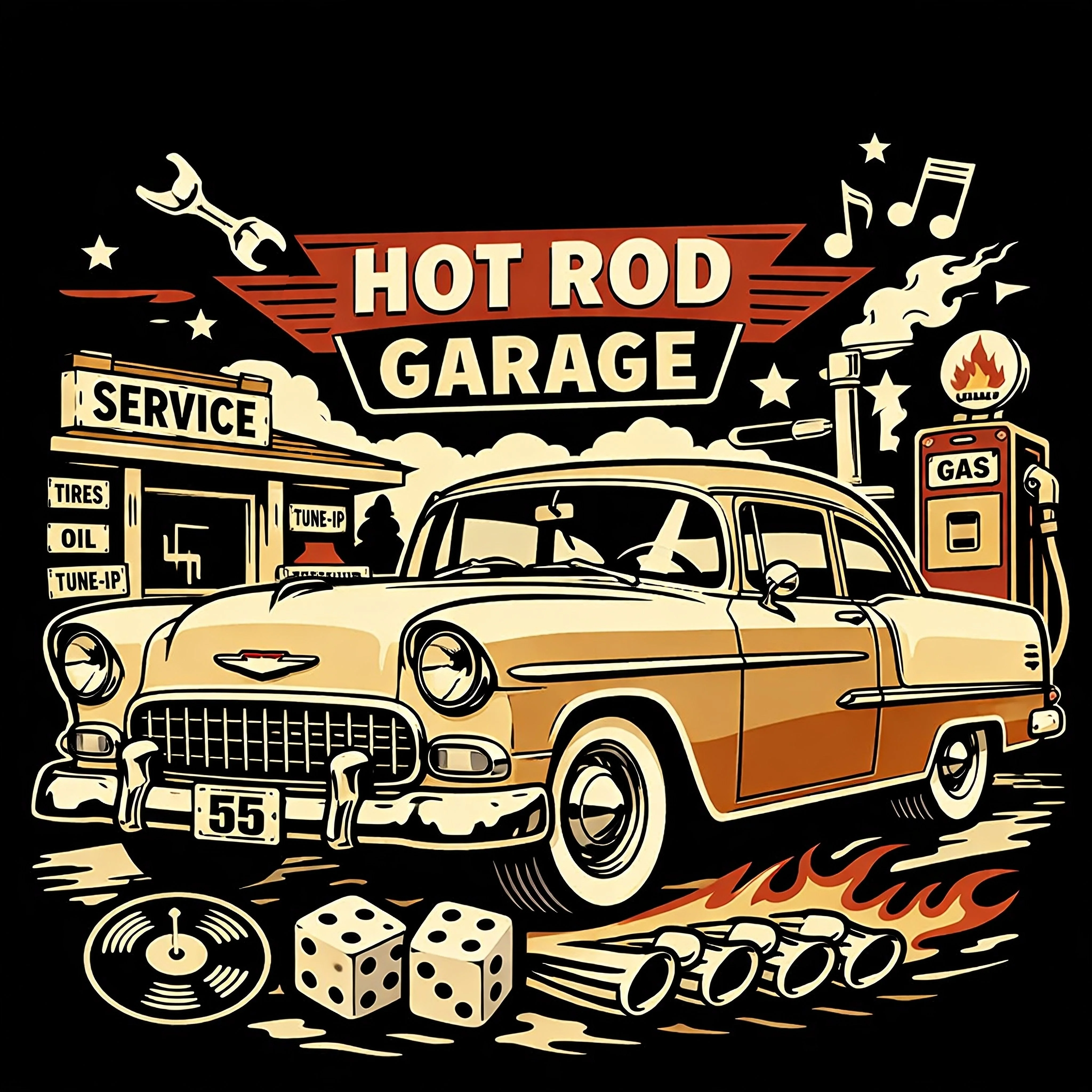 PITKÄHIHAINEN T-PAITA MUSTA - HOT ROD GARAGE - Image 2