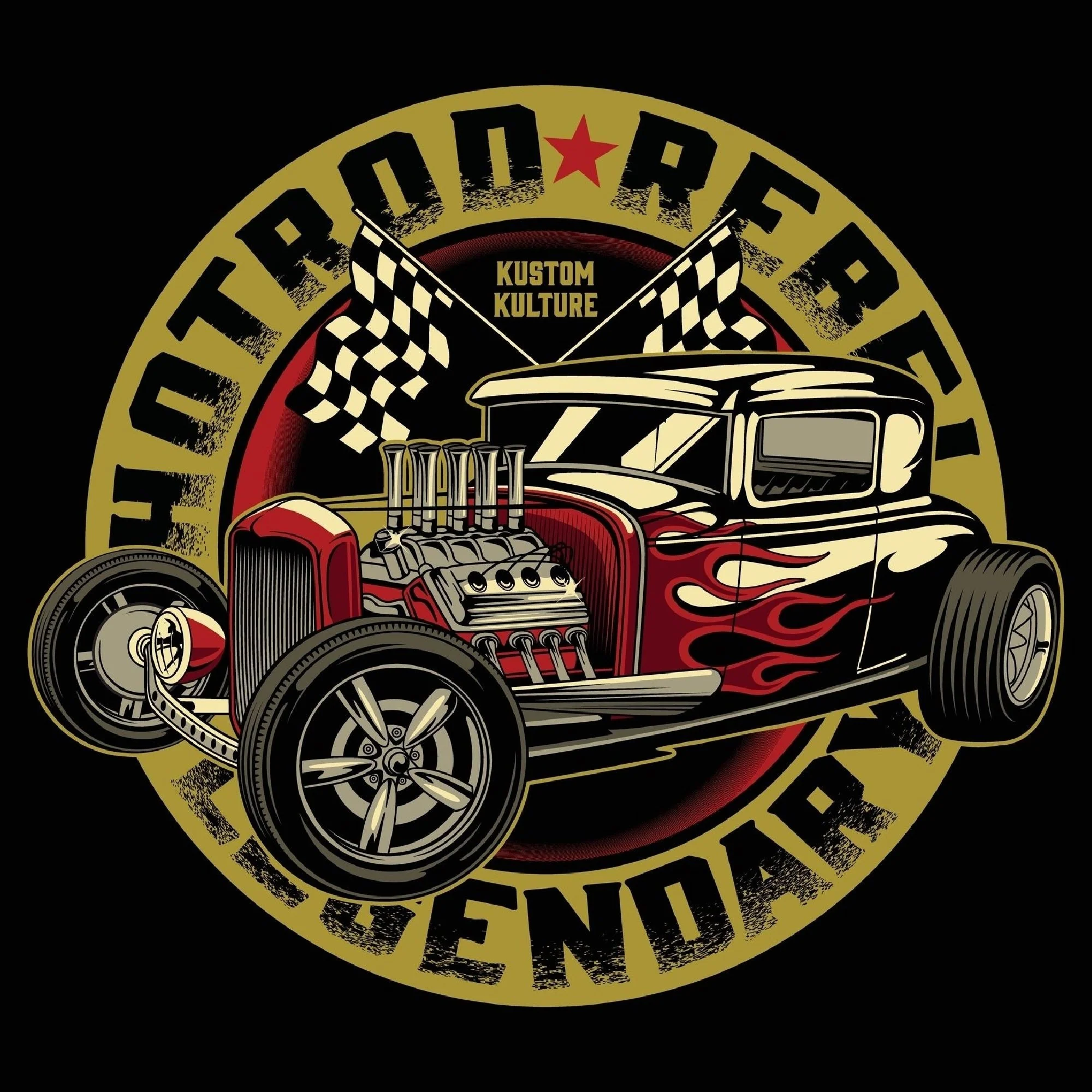 T-PAITA MUSTA - HOT ROD REBEL (00 466) - Image 2