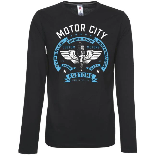 PITKÄHIHAINEN T-PAITA MUSTA - MOTOR CITY - PINETA (2623) - Image 2