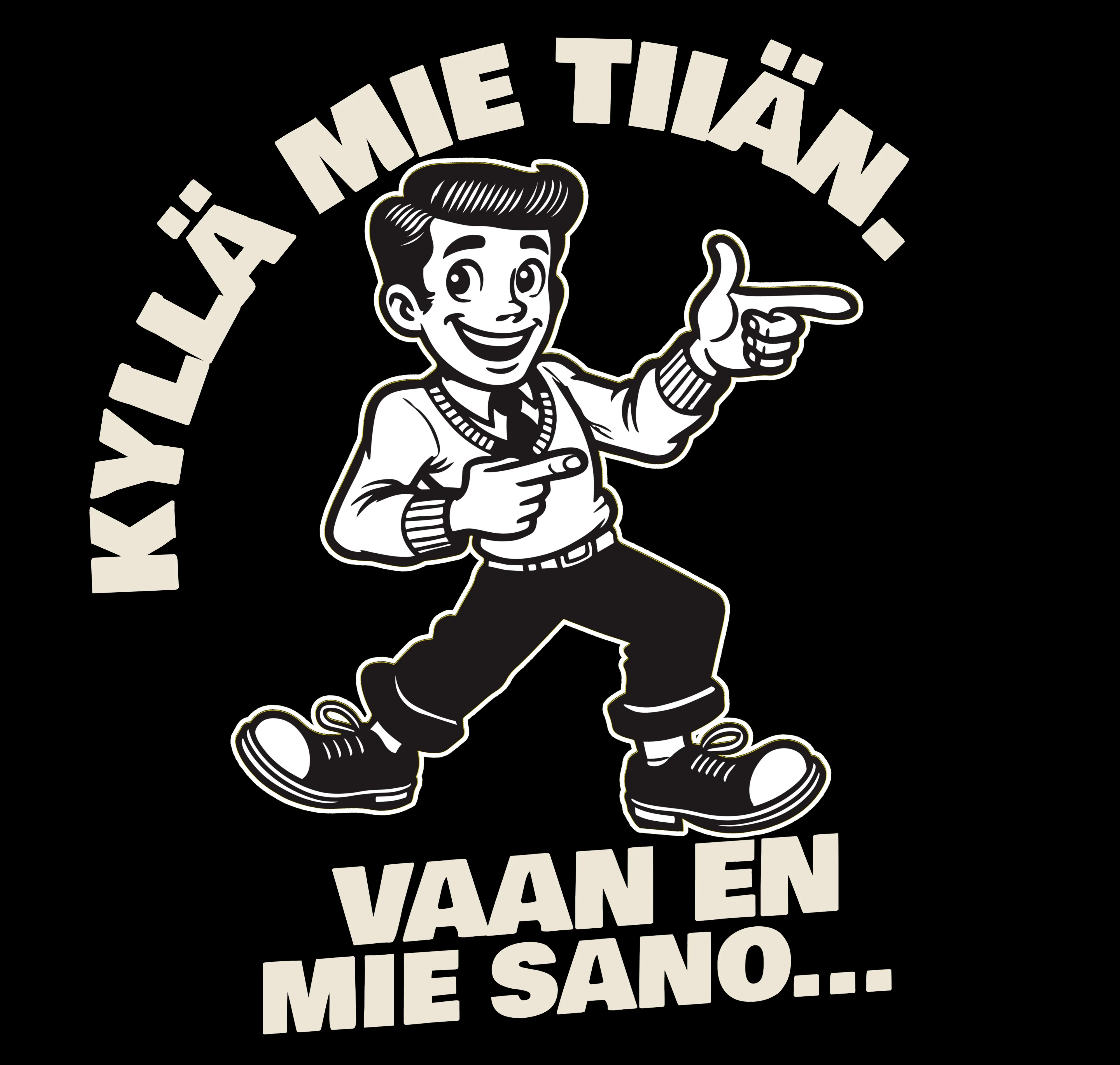 SAVOLAISTEN VAUHTI T-PAITA MUSTA - KYLLÄ MIE TIIÄN – VAAN EN MIE SANO (3239) - Image 2