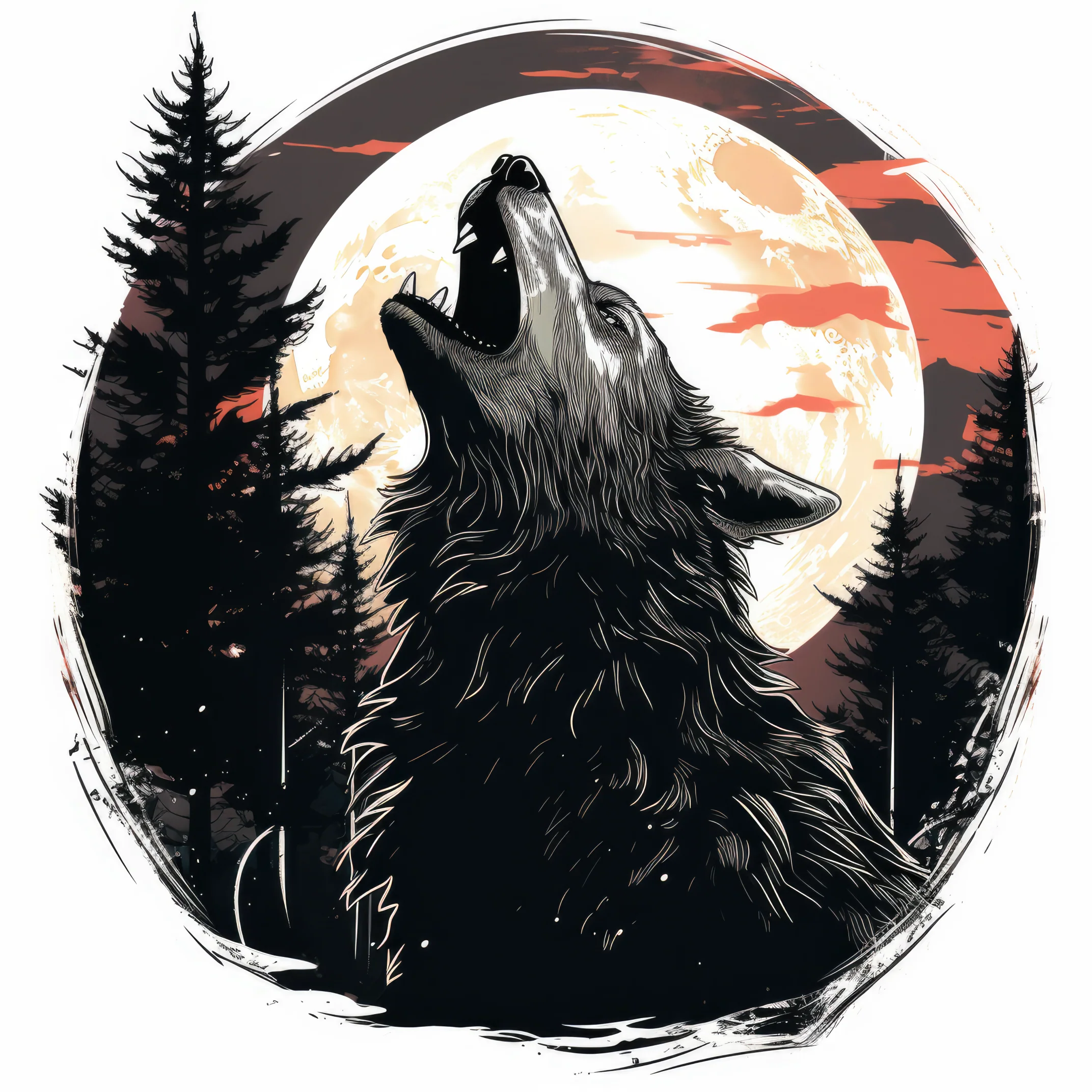 A werewolf howling at the moon 3 (paitakuva) (3087)