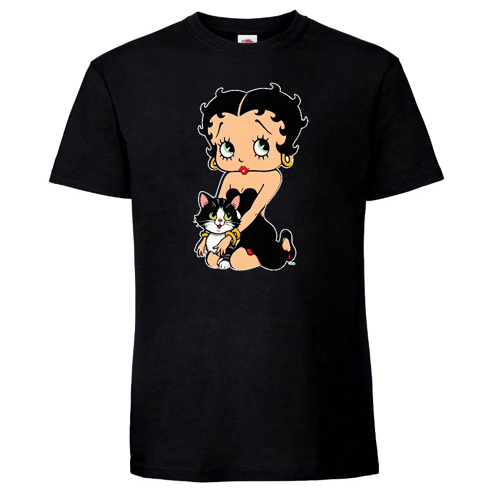 T-PAITA MUSTA - BETTY BOOP AND CAT (3095)