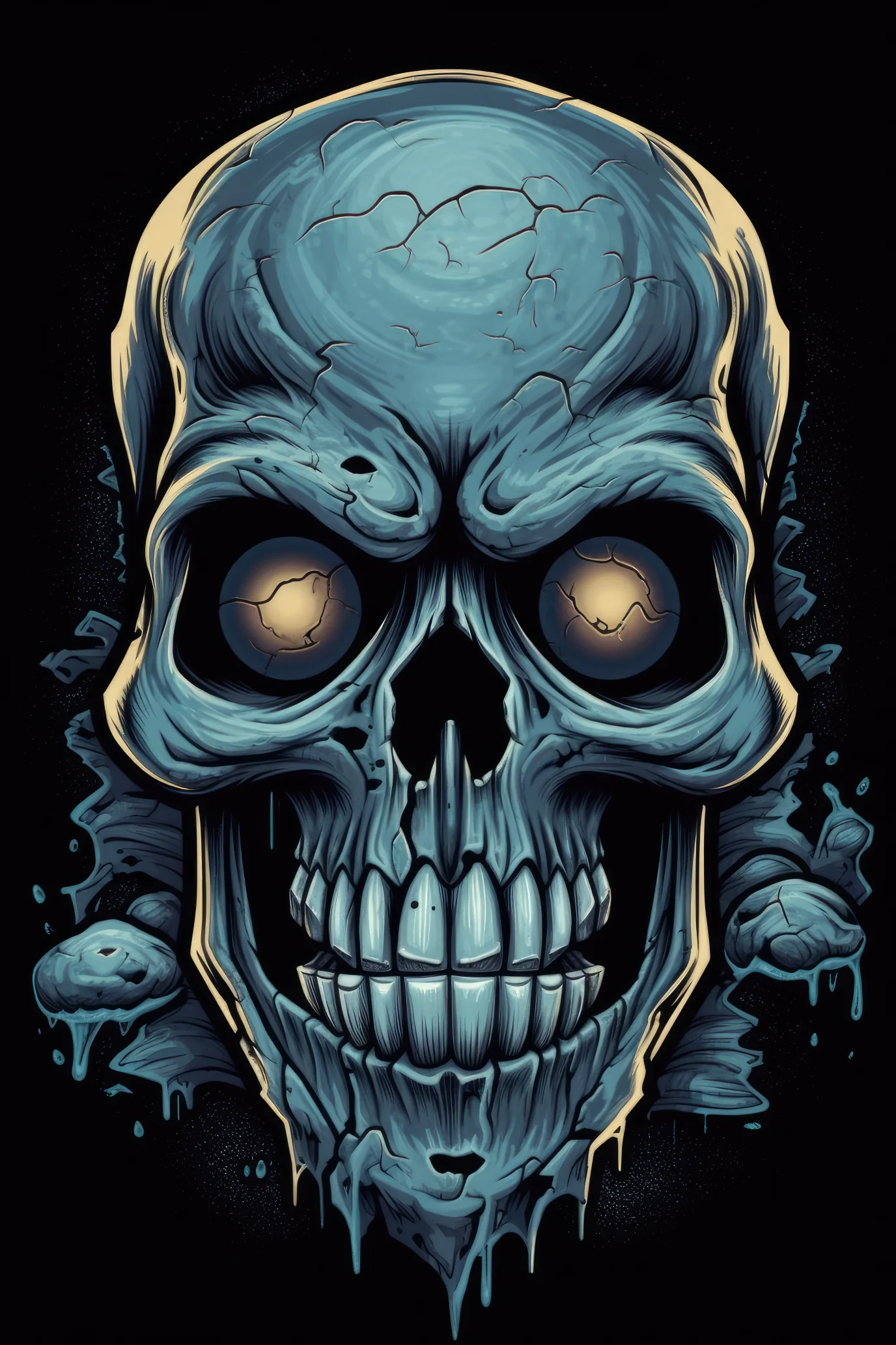 T-PAITA MUSTA - Cartoon Phantom skull (00 295) - Image 2