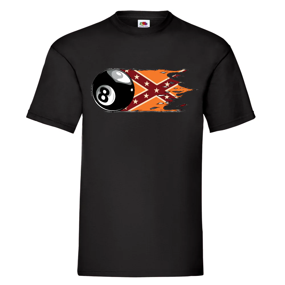 T-PAITA MUSTA PELI - Eight ball with flag (2893)
