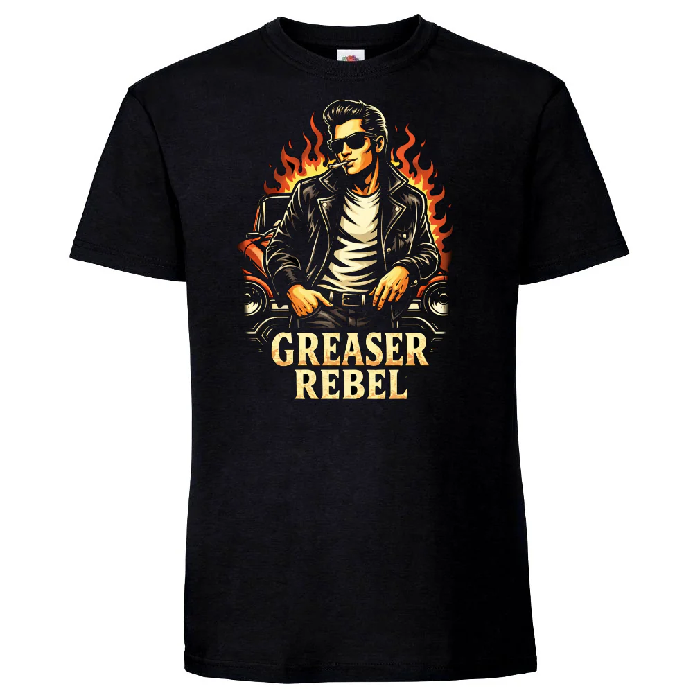 T-paita musta - GREASER REBEL (3214)