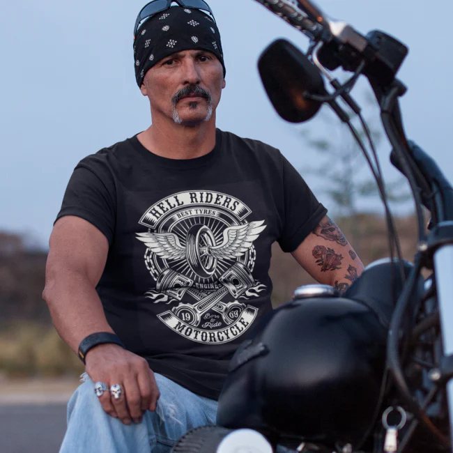 CUSTOM T-PAITA musta - HELL RIDERS (00 2825)
