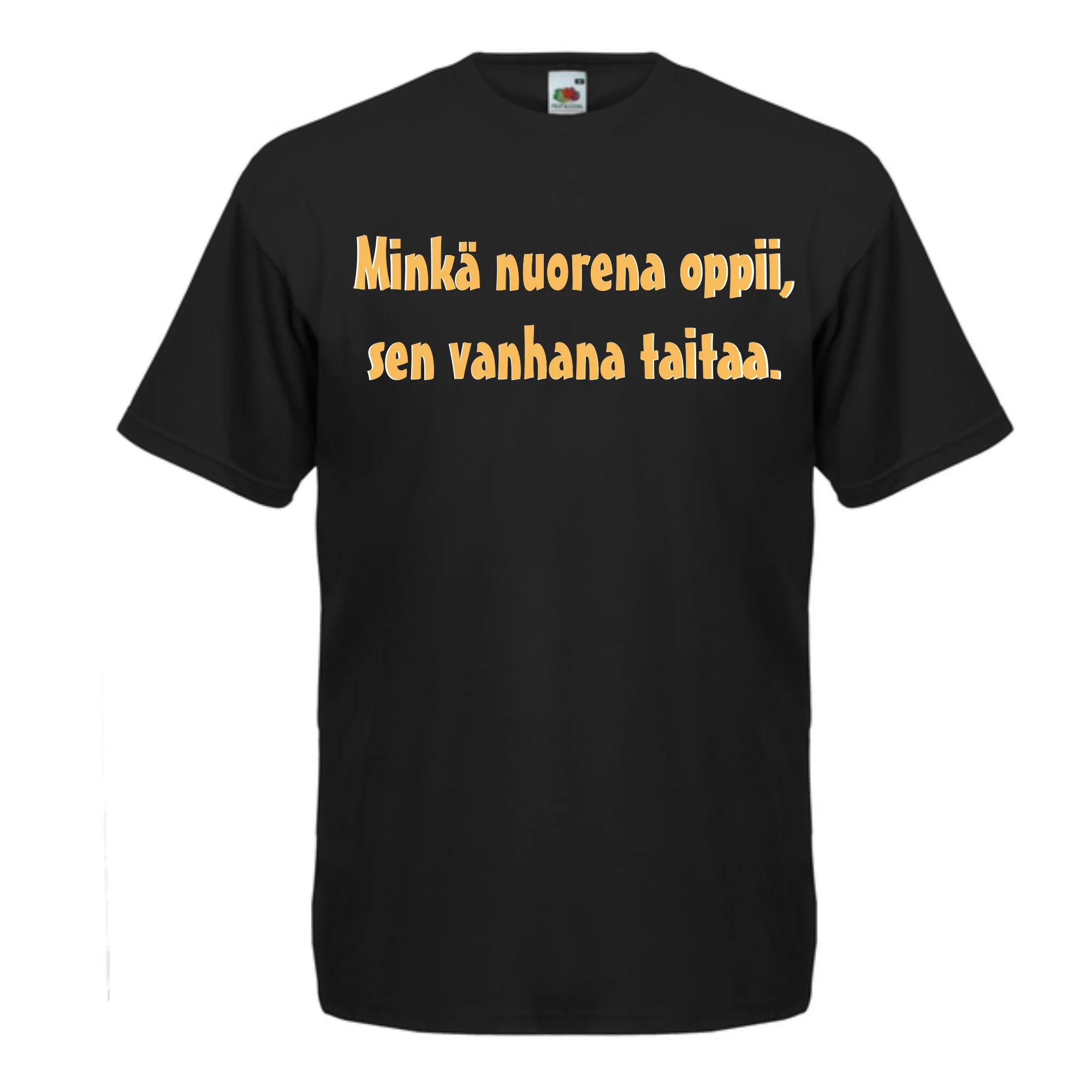 T-PAITA musta - Minkä nuorena oppii, sen vanhana taitaa. (5026)