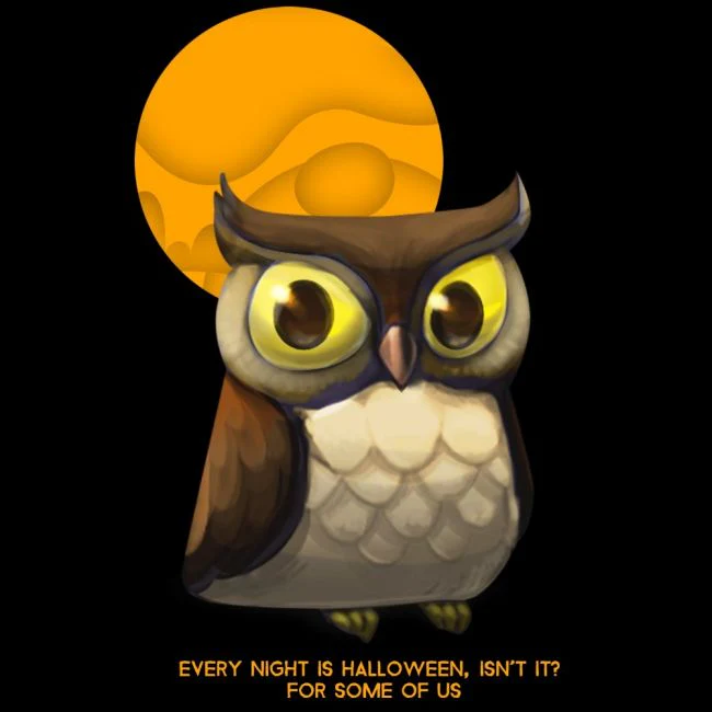 T-PAITA musta - OWL HALLOWEEN (00 568) - Image 2