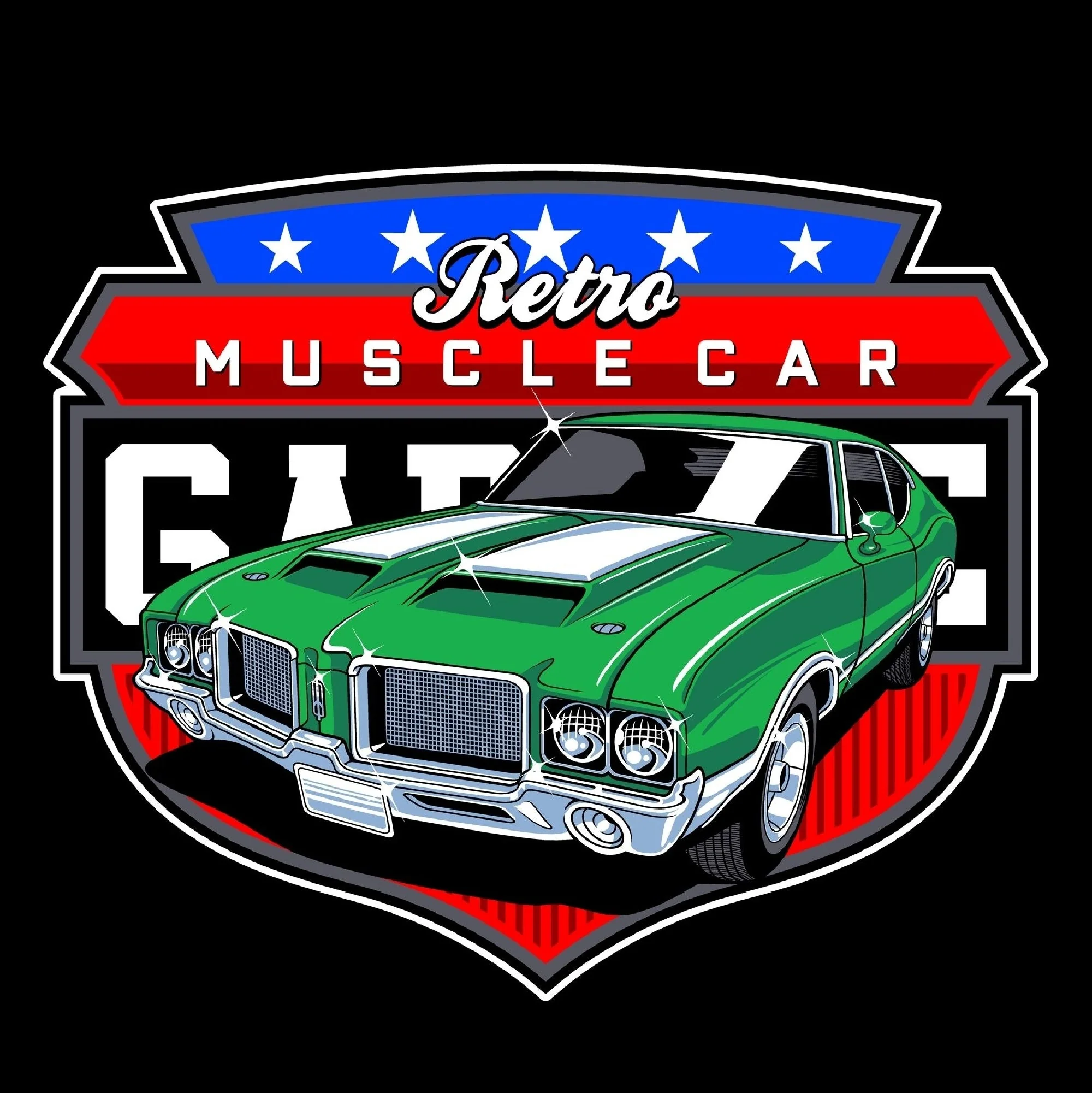 T-PAITA MUSTA - RETRO MUSCLE CAR - Image 2
