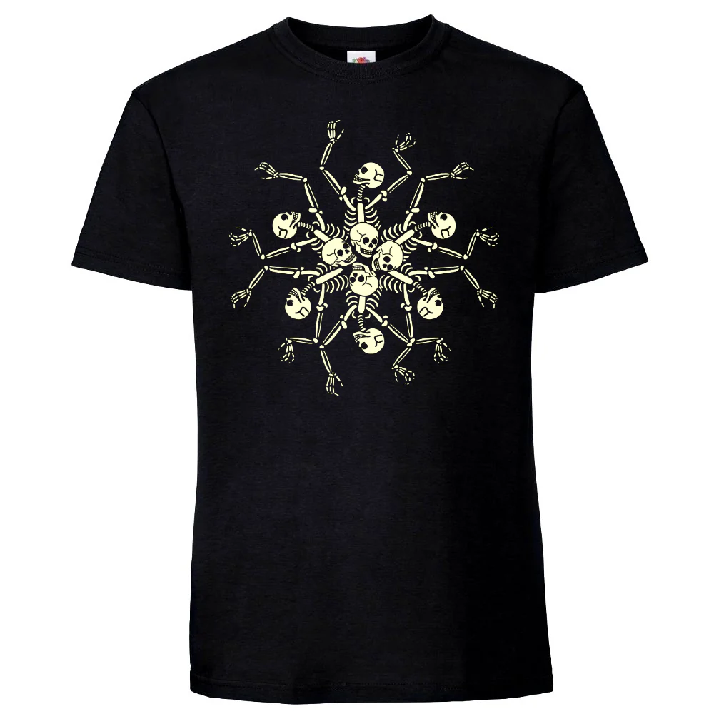 T-PAITA MUSTA - Skeleton Snowflake (3228)
